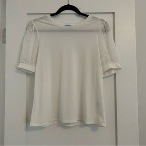 White CeCe tshirt with puff white sleeves